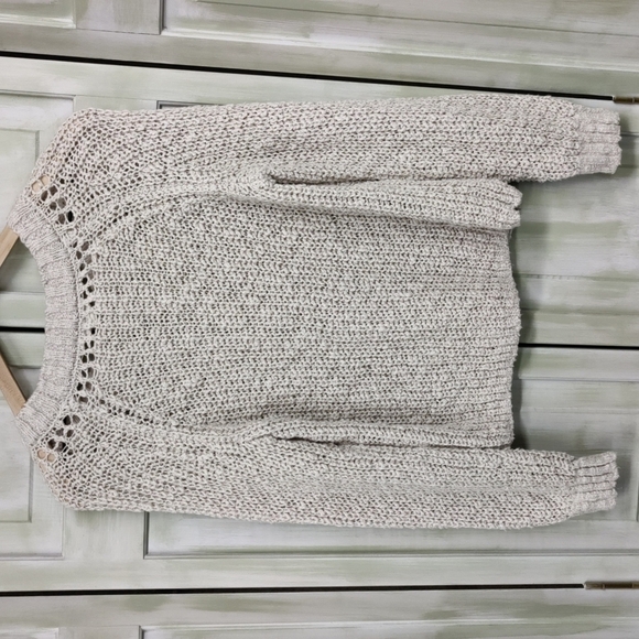 𝅺AEROPOSTALE Chunky Knit Cropped Oatmeal Colored Sweater Size XS - Picture 9 of 13